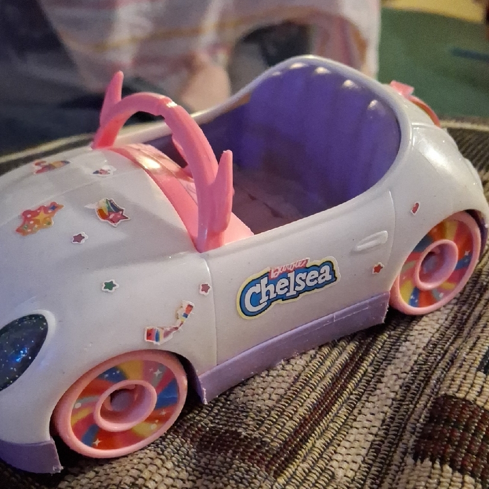 Mattel Chelsea White Pink & Purple Convertible Toy Car
